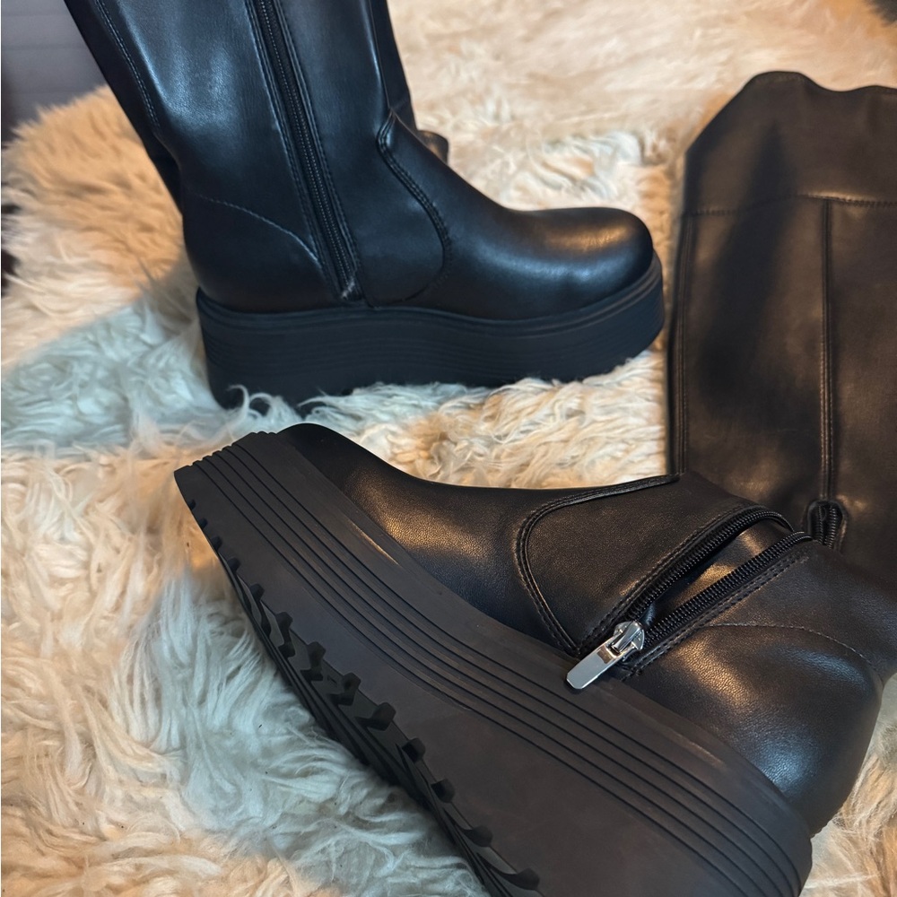 Over the knee black leather boots size 7